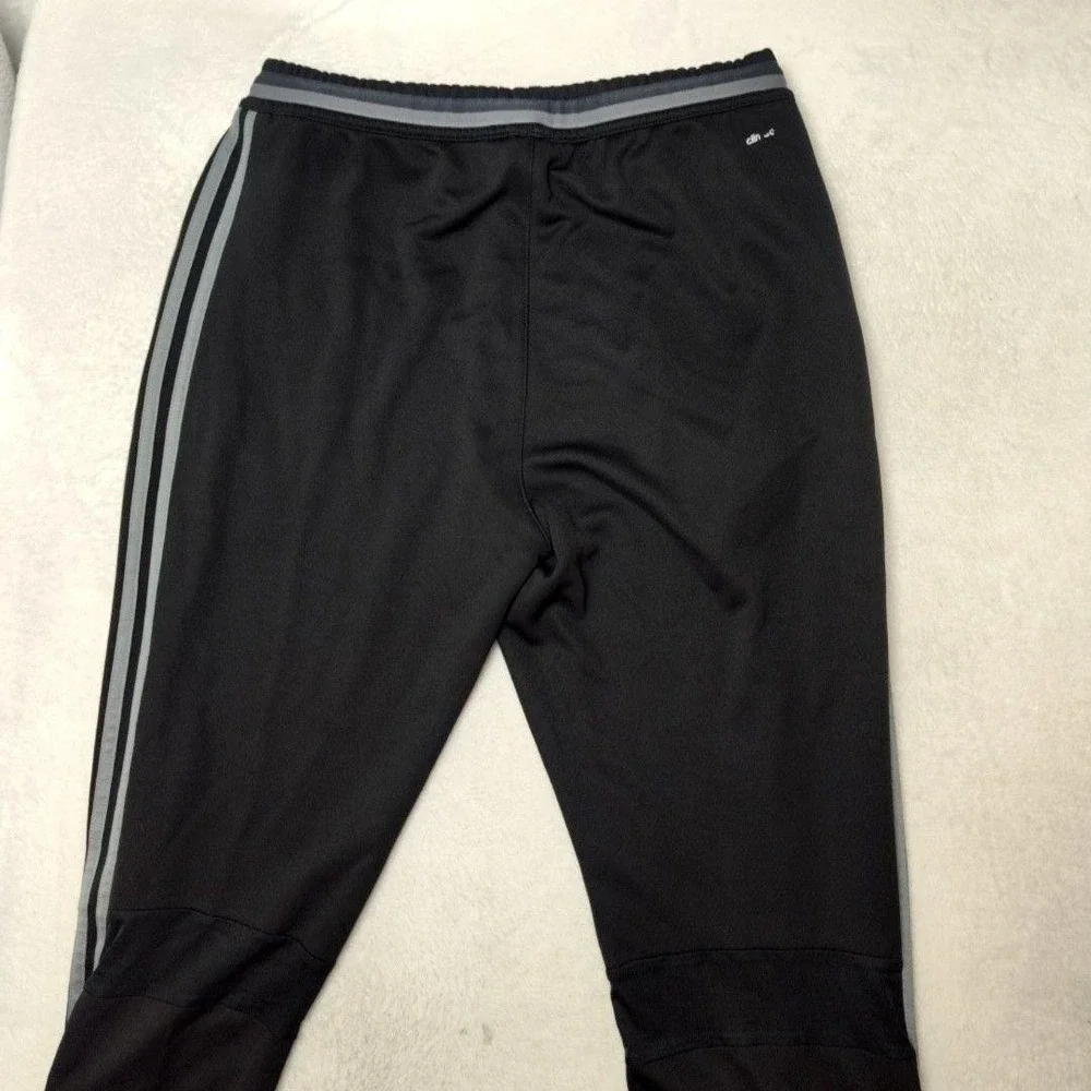 Adidas Track Pants Mens L Black Climalite Slim Tapered Zip Pocket Condivo Soccer